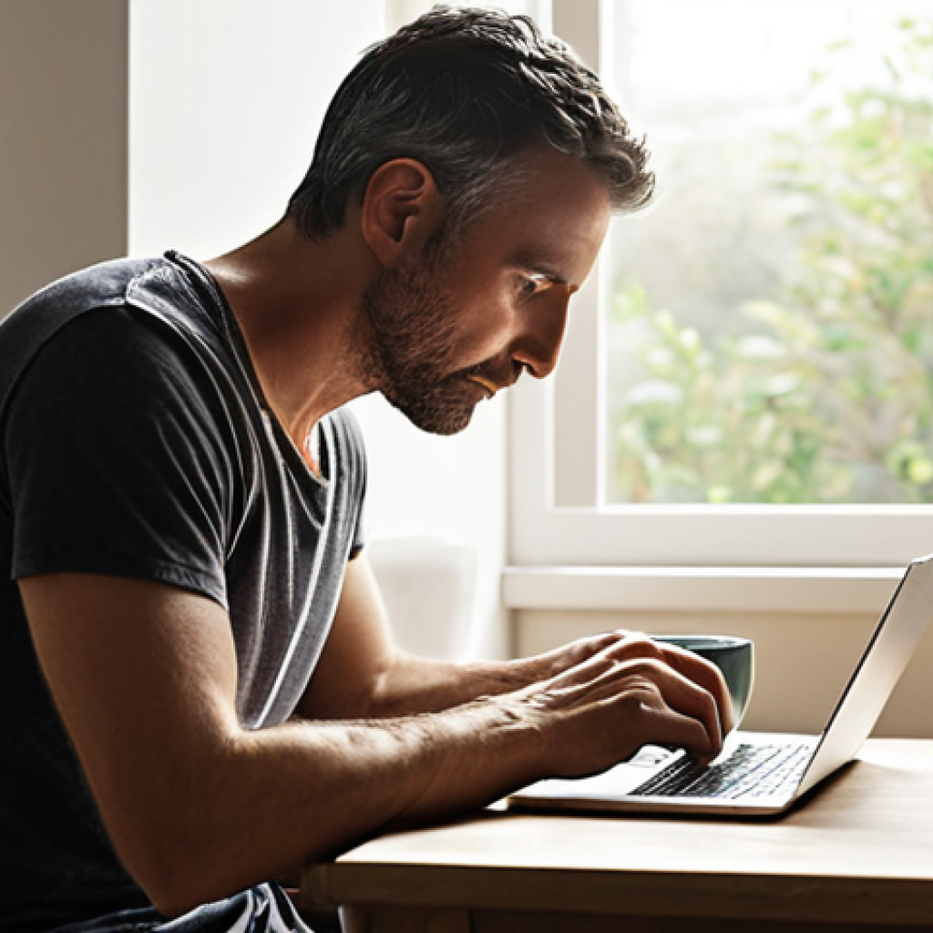 A serene individual, mid-30s to 40s, embodying mental clarity and focus, working quietly on a laptop or reading a book. The setting is a minimalist, brightly lit room, bathed in soft, natural morning light from a window. A simple mug of black coffee or herbal tea is placed nearby. The atmosphere is calm, productive, and subtly energetic, reflecting the benefits of intermittent fasting like 'brain fog lifted' and 'increased concentration.' No food is present in the scene, emphasizing the fasting period.