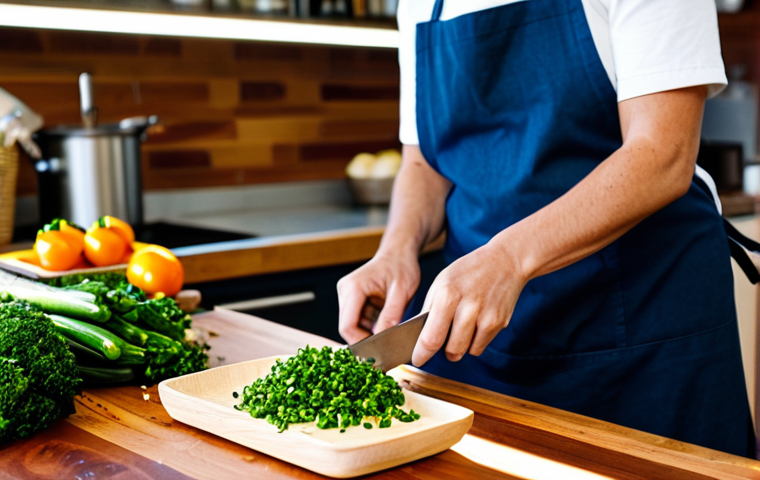 **Prompt 1: The Resurgence of Home Cooking and Local Produce**
    A bright, wide-angle shot of an individual, fully clothed in modest, comfortable attire, joyfully preparing a healthy, plant-based meal in a contemporary, sunlit kitchen. Fresh, seasonal vegetables, herbs, and locally sourced ingredients are beautifully arranged on a wooden countertop. The person is actively engaged in cooking, with well-formed hands holding a knife, focusing on the task with a natural pose and pleasant expression. In the background, a subtle, blurred view of a vibrant farmers' market stall, emphasizing fresh, authentic produce.
    **Quality and Safety:** Professional photography, high-resolution, sharp focus, perfect anatomy, correct proportions, natural body proportions, proper finger count, safe for work, appropriate content, fully clothed, professional, family-friendly.